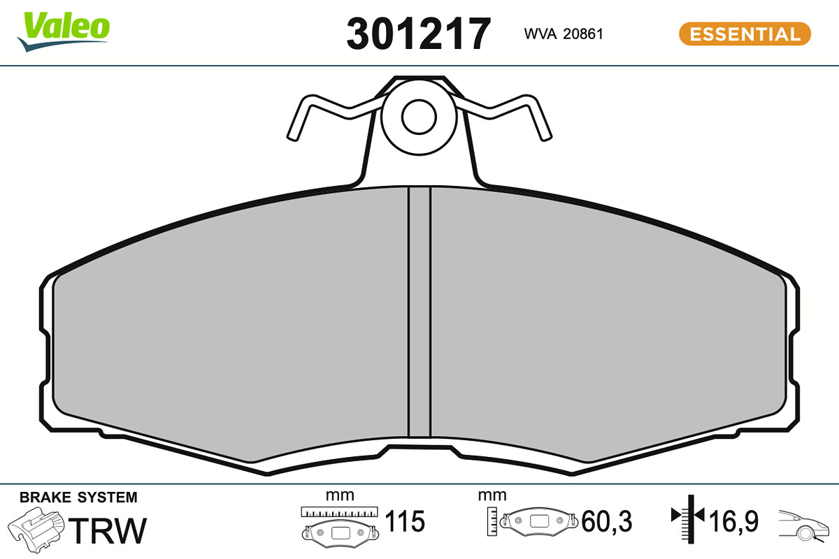 Jeu de 4 plaquettes de frein VALEO ref. 301217